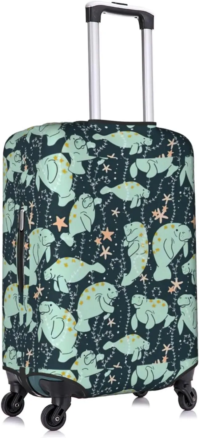 Manatee Animals Calf Print Luggage Cover For Suitcases, Elastic Travel Bag For Luggage, Stylish Design
