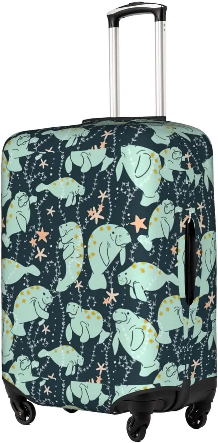 Manatee Animals Calf Print Luggage Cover For Suitcases, Elastic Travel Bag For Luggage, Stylish Design