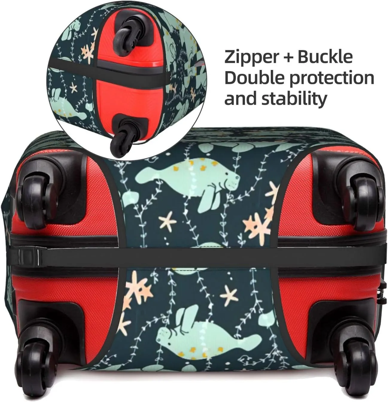 Manatee Animals Calf Print Luggage Cover For Suitcases, Elastic Travel Bag For Luggage, Stylish Design
