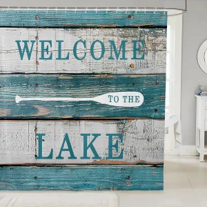 Manfei Kids Rustic Camping Shower Curtains Lake Theme Waterproof Bath Curtains with 12 Hooks Suits for Bathtub, Rustic Farmhouse Style Bathroom Curtains for Boys Teens Room Decor, 72" W x 72" L