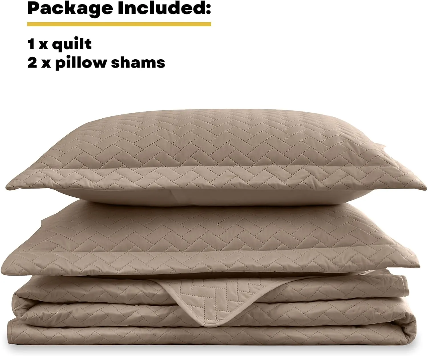 Maple&Stone Quilt Set King Size, Brown Lightweight Bedspread Ultrasonic Chevron Pattern Light Coverlet for All Season Comforter Bedding Decor - 3 Piece King Bed Cover Sets