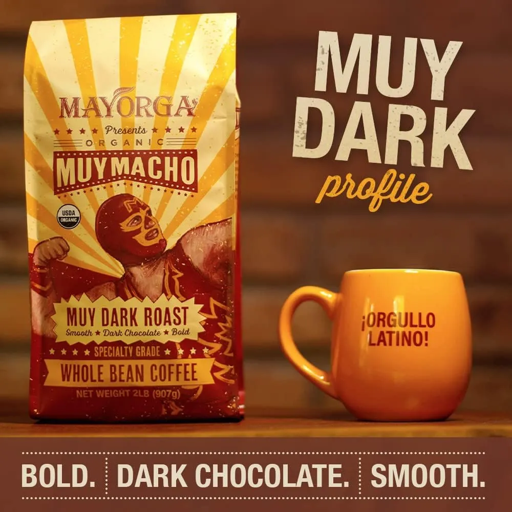 Mayorga Dark Roast Coffee Gift Pack of 3, 12 oz bags- Mayan Blend, Cubano Roast and Muy Macho - 100% Arabica Café Whole Coffee Beans - Smoothest Organic Coffee - Specialty Grade, Non-GMO, Direct Trade