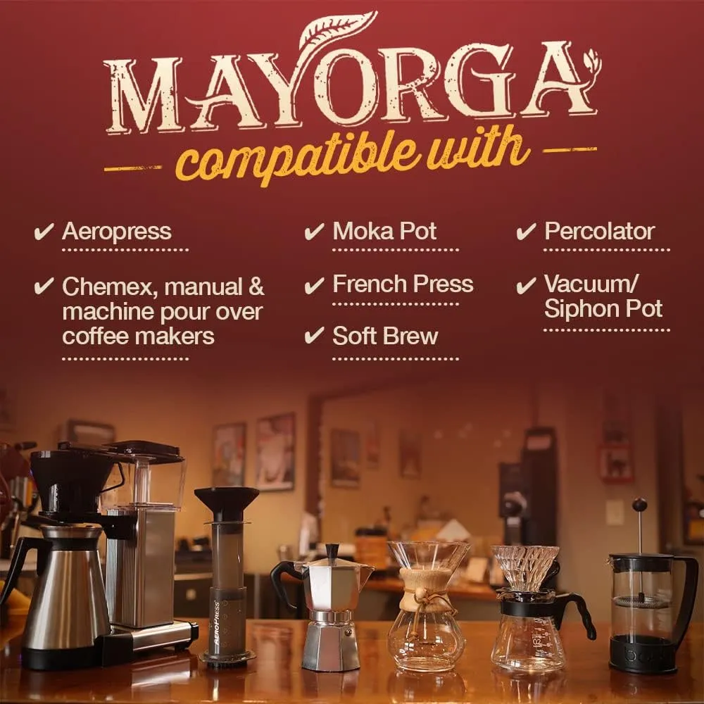 Mayorga Dark Roast Coffee Gift Pack of 3, 12 oz bags- Mayan Blend, Cubano Roast and Muy Macho - 100% Arabica Café Whole Coffee Beans - Smoothest Organic Coffee - Specialty Grade, Non-GMO, Direct Trade