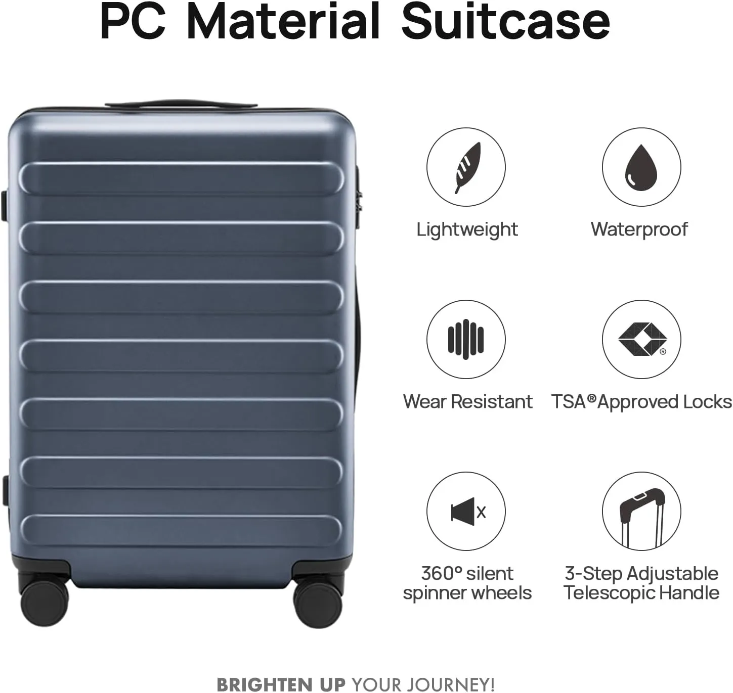 Medium Checked Luggage 24 Inch, Checking In Luggage with Smooth Spinner Wheels, Lightweight, Hard Shell PC Suitcase, Lightweight Travel Luggage, TSA Approved (Grey, Rhine Basic)