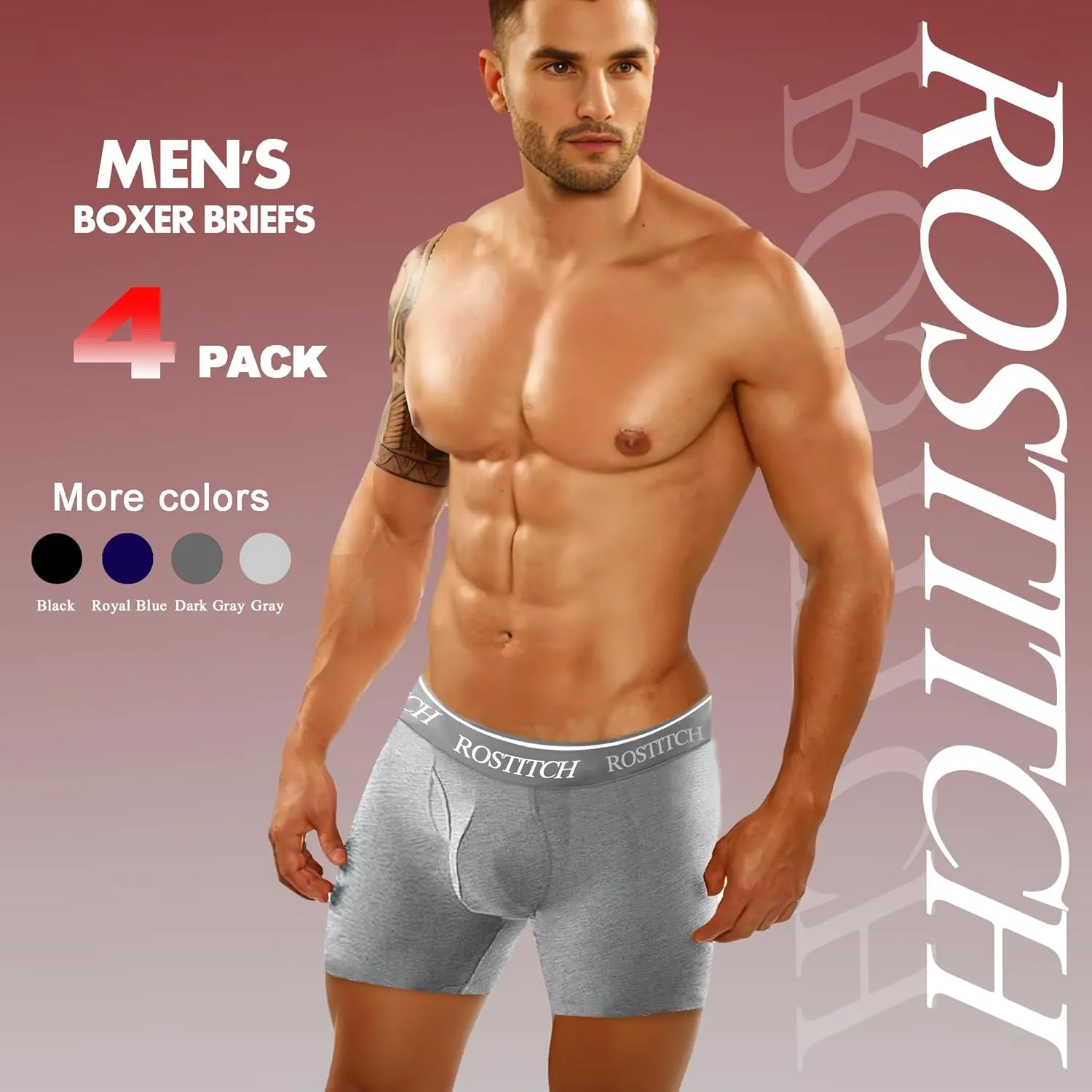 Men's Boxer Briefs, Soft and Breathable Cotton men‘s underwear’with ComfortFlex Waistband, mens underwear S-3Xl