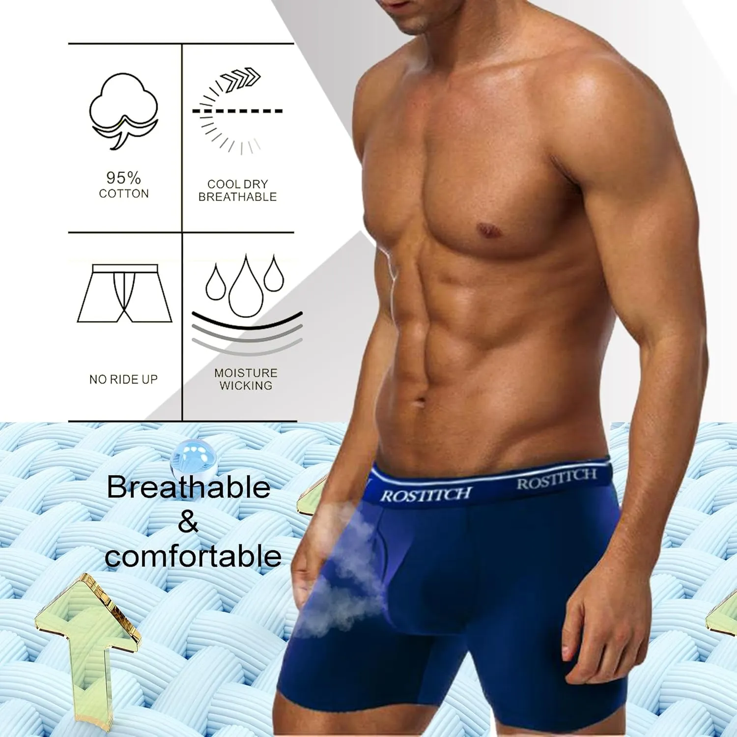 Men's Boxer Briefs, Soft and Breathable Cotton men‘s underwear’with ComfortFlex Waistband, mens underwear S-3Xl