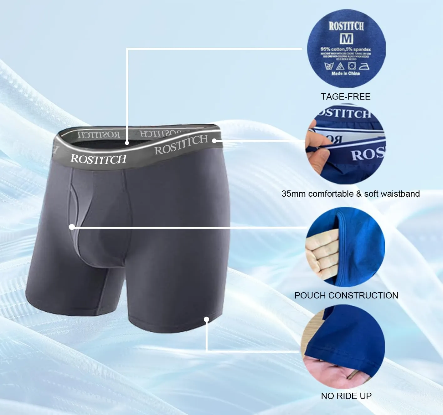 Men's Boxer Briefs, Soft and Breathable Cotton men‘s underwear’with ComfortFlex Waistband, mens underwear S-3Xl