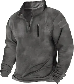 Mens Pullover 1/4 Zip Stand Collar Long Sleeve Polo Sweatshirt Fall Fashion 2024 Basic Casual Tops Athletic Golf Sport