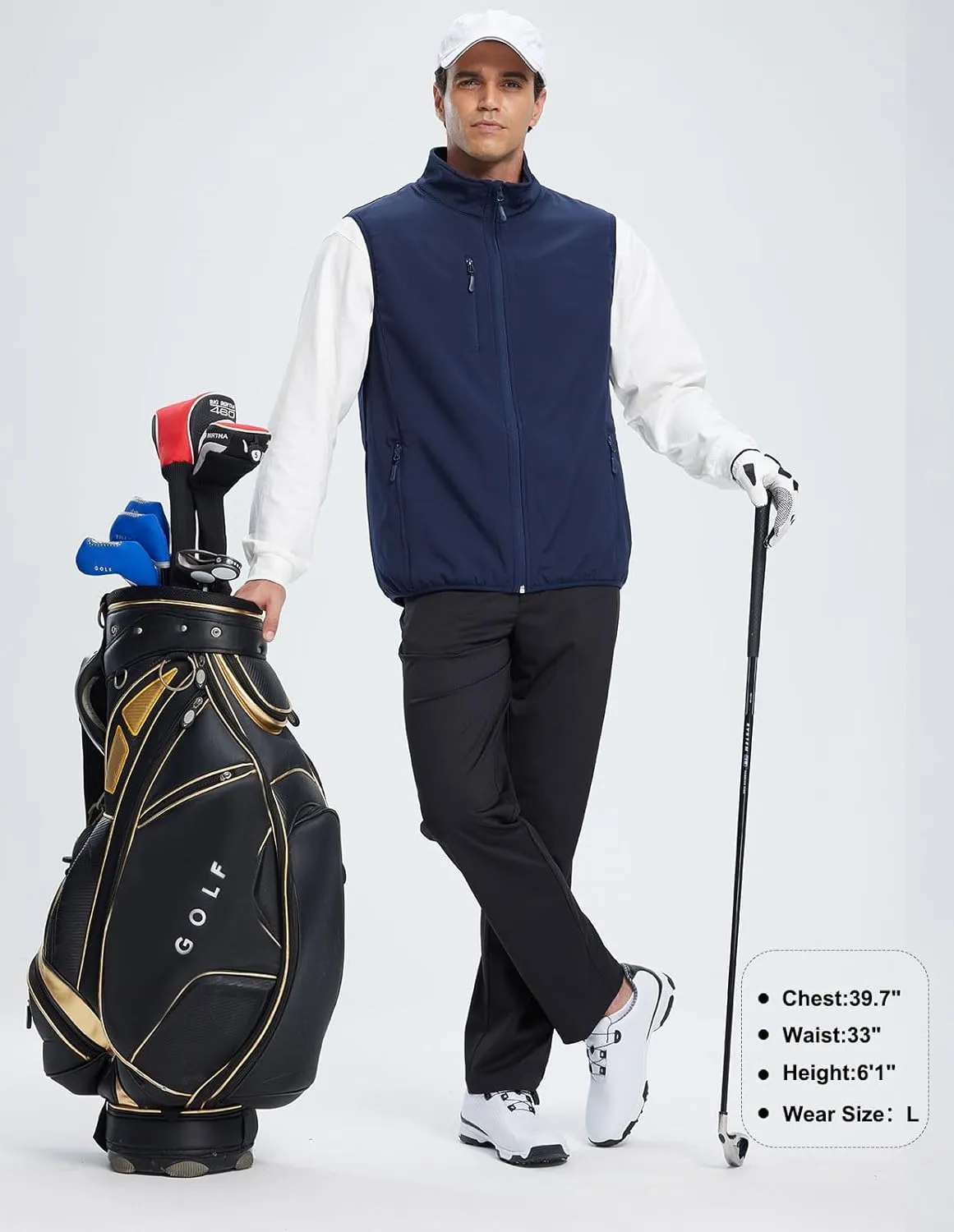 Men's Softshell Vest Fleece-Lined Windproof Sleeveless Jacket for Travel Hiking Fishing Running Golf