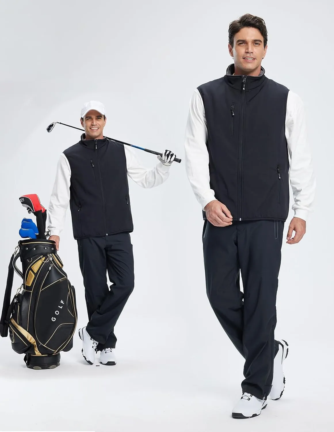 Men's Softshell Vest Fleece-Lined Windproof Sleeveless Jacket for Travel Hiking Fishing Running Golf
