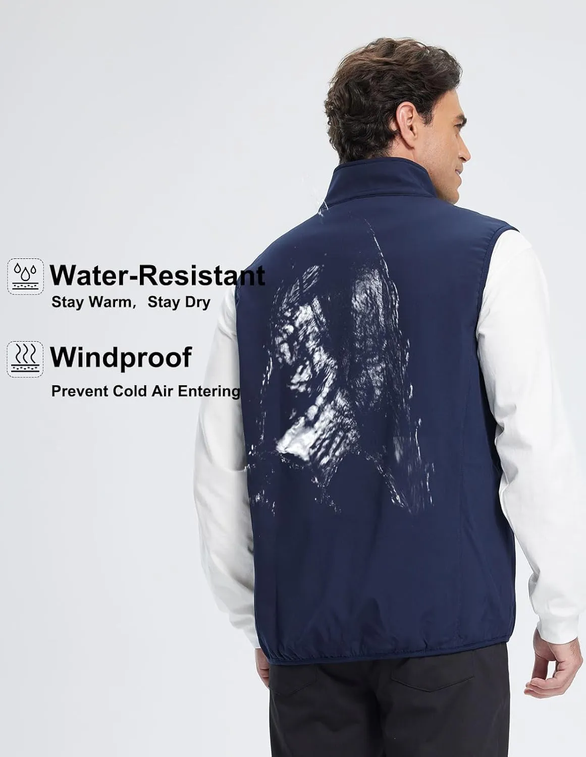 Men's Softshell Vest Fleece-Lined Windproof Sleeveless Jacket for Travel Hiking Fishing Running Golf