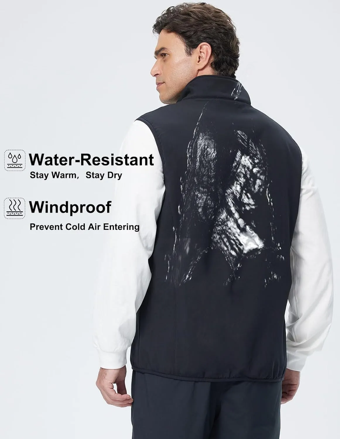 Men's Softshell Vest Fleece-Lined Windproof Sleeveless Jacket for Travel Hiking Fishing Running Golf