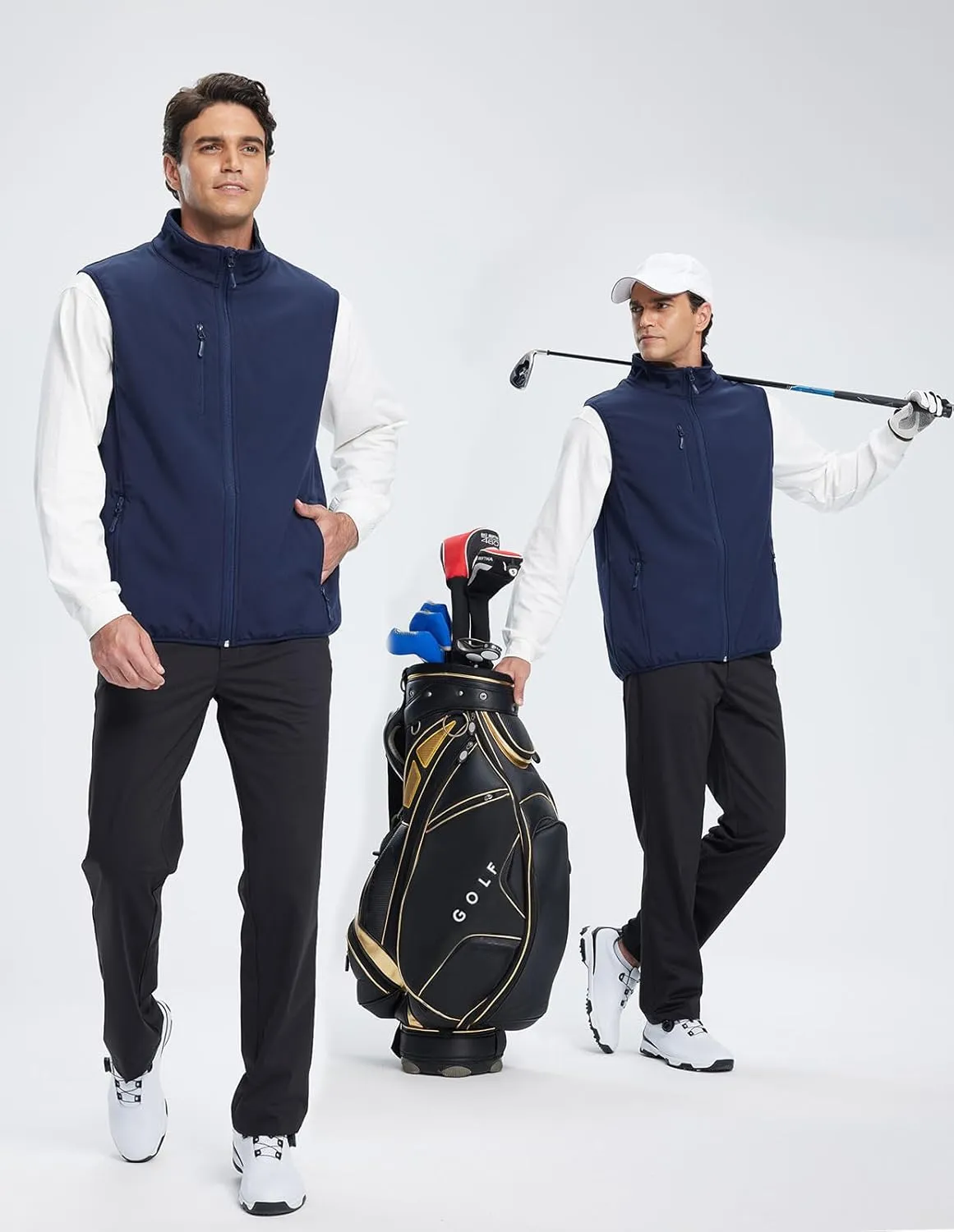 Men's Softshell Vest Fleece-Lined Windproof Sleeveless Jacket for Travel Hiking Fishing Running Golf