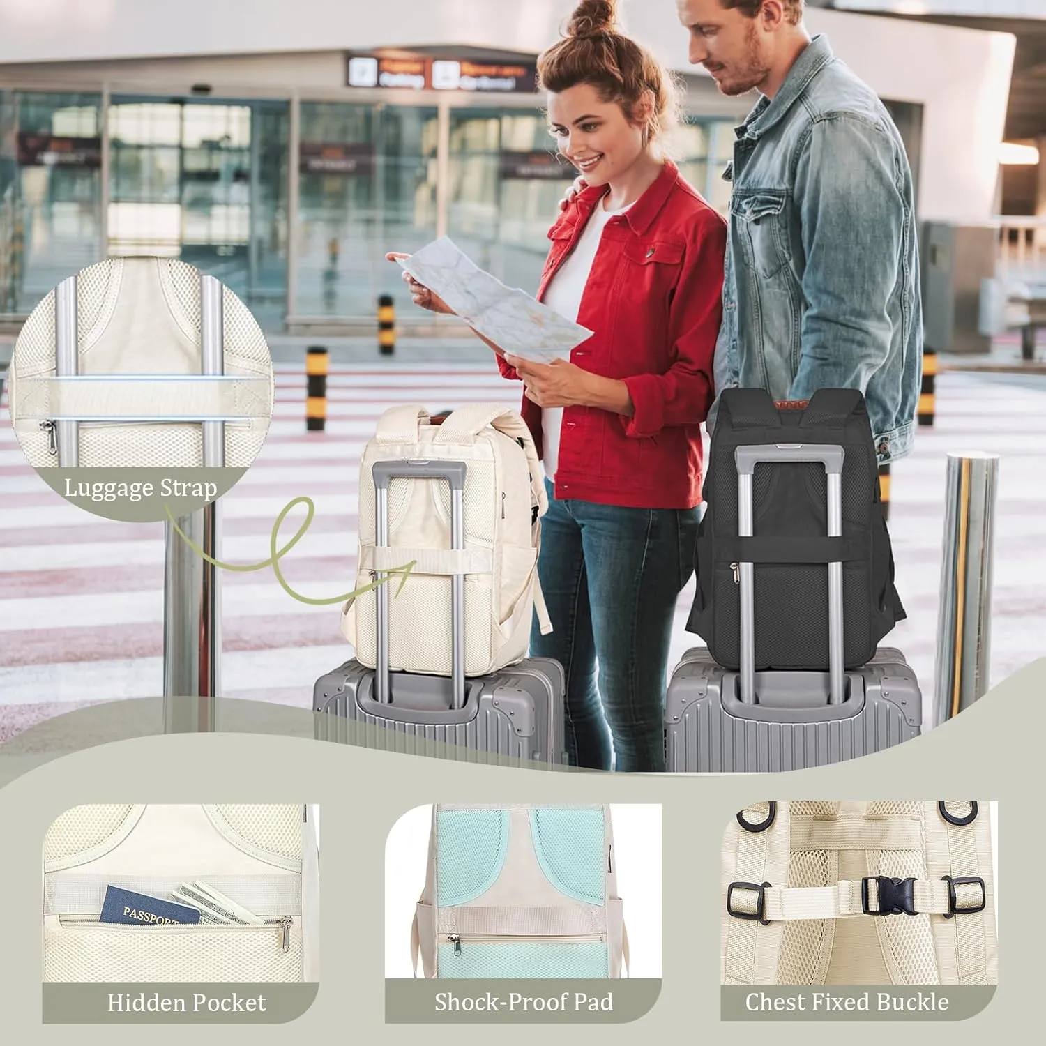 Mens Womens Carry On Backpack for Airplanes Personal Item Travel Bag Frontier Spirit Airlines Personal Item Bag 18x14x8 Personal Item Backpack With Laptop Compartment Up to 17" for Women Men