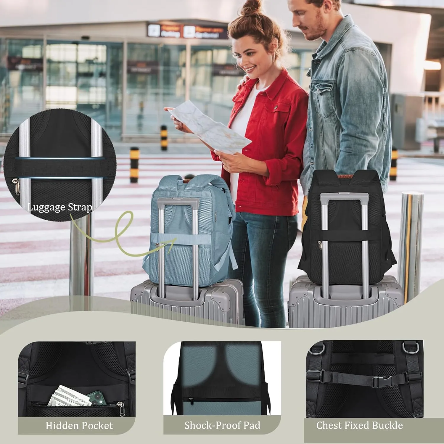 Mens Womens Carry On Backpack for Airplanes Personal Item Travel Bag Frontier Spirit Airlines Personal Item Bag 18x14x8 Personal Item Backpack With Laptop Compartment Up to 17" for Women Men