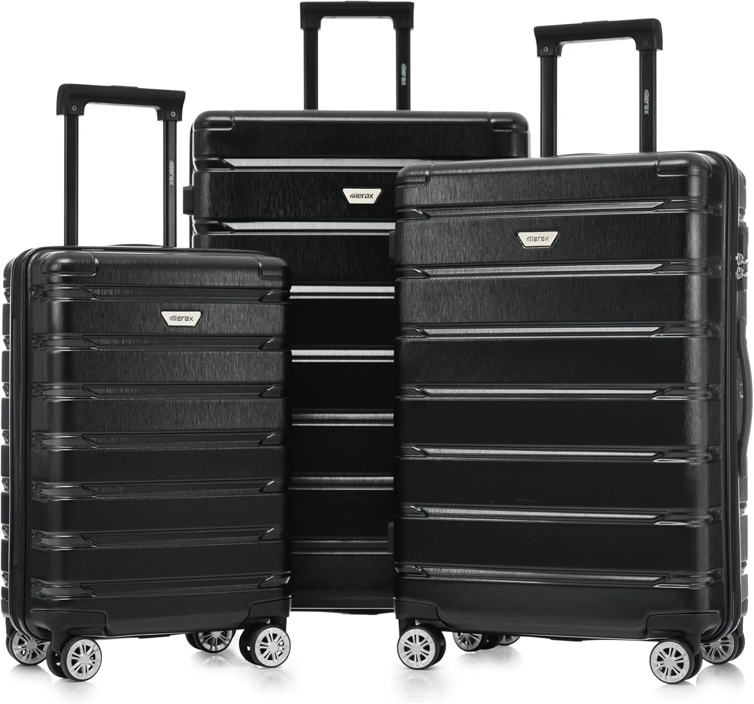 Merax Luggage Set 3 Piece, Hard Shell PC ABS Lightweight Suitcase Set with Spinner Wheels, for Travel Women Men (Black)