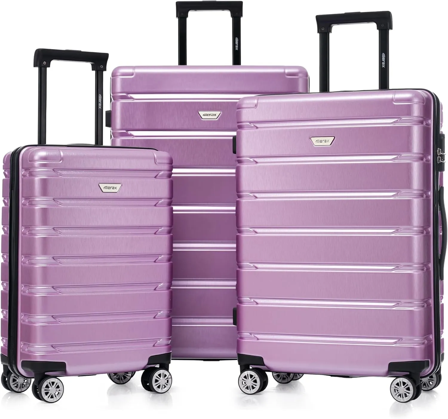 Merax Luggage Set 3 Piece, Hard Shell PC ABS Lightweight Suitcase Set with Spinner Wheels, Travel Luggage for Women Men (Purple)