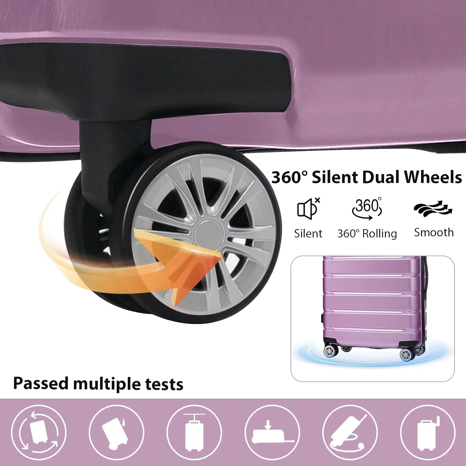 Merax Luggage Set 3 Piece, Hard Shell PC ABS Lightweight Suitcase Set with Spinner Wheels, Travel Luggage for Women Men (Purple)