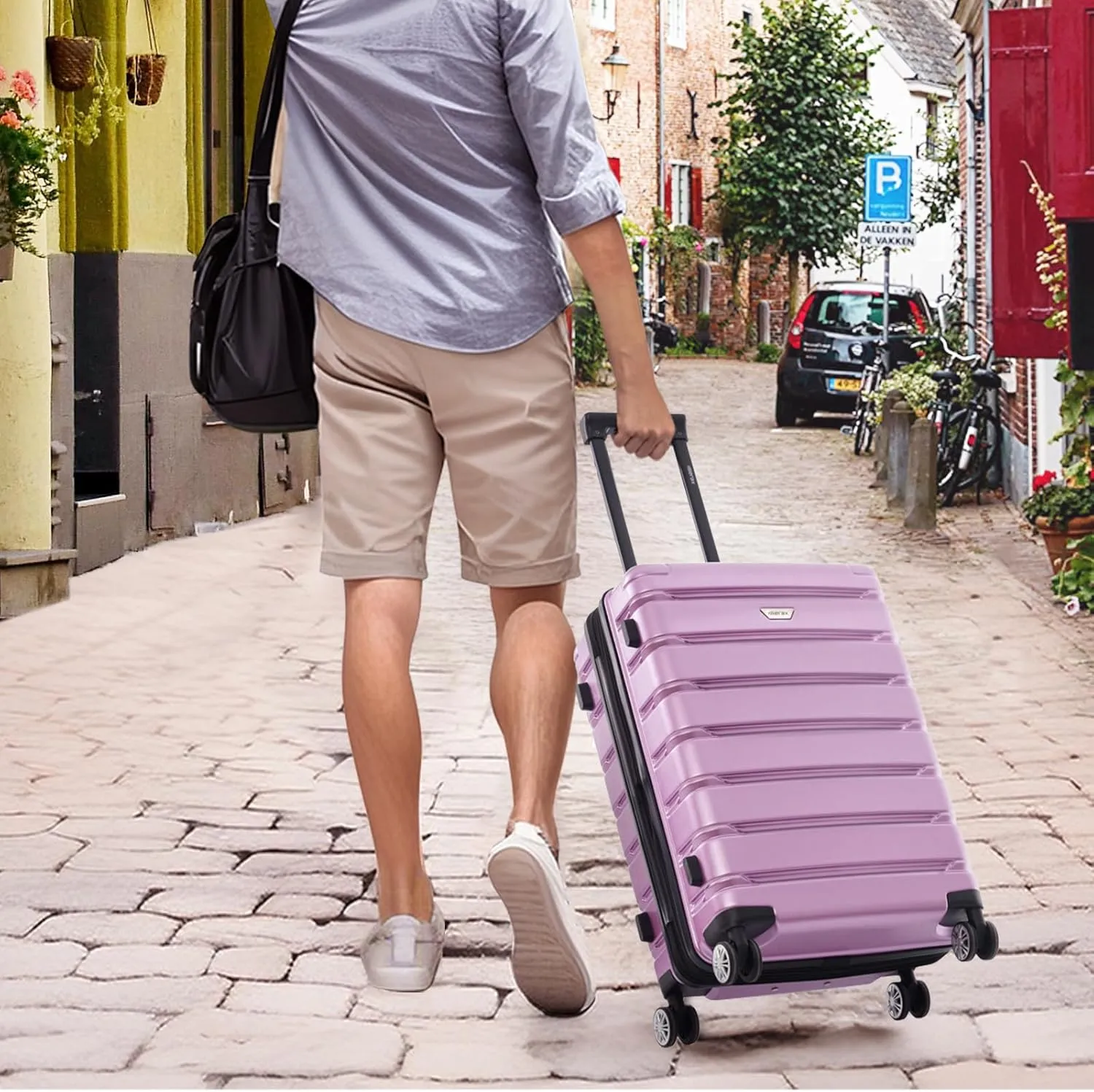 Merax Luggage Set 3 Piece, Hard Shell PC ABS Lightweight Suitcase Set with Spinner Wheels, Travel Luggage for Women Men (Purple)