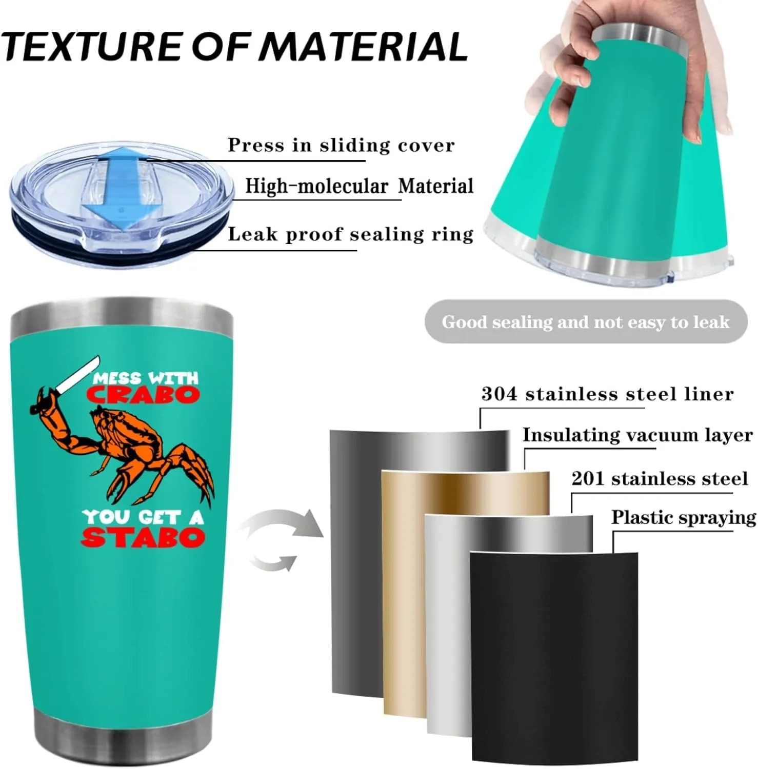 Mess With The Crabo You Get The Stabo Tumbler 20 oz Tumbler with Lid and Straw Insulated Tumbler Stainless Steel Tumbler