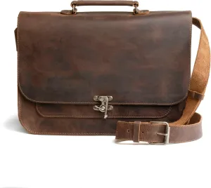 Messenger Bag with Adjustable Shoulder Strap, Classic Satchel, Crossbody Bag, Travel Accessory, Full Grain Leather, Handmade, Bourbon Brown