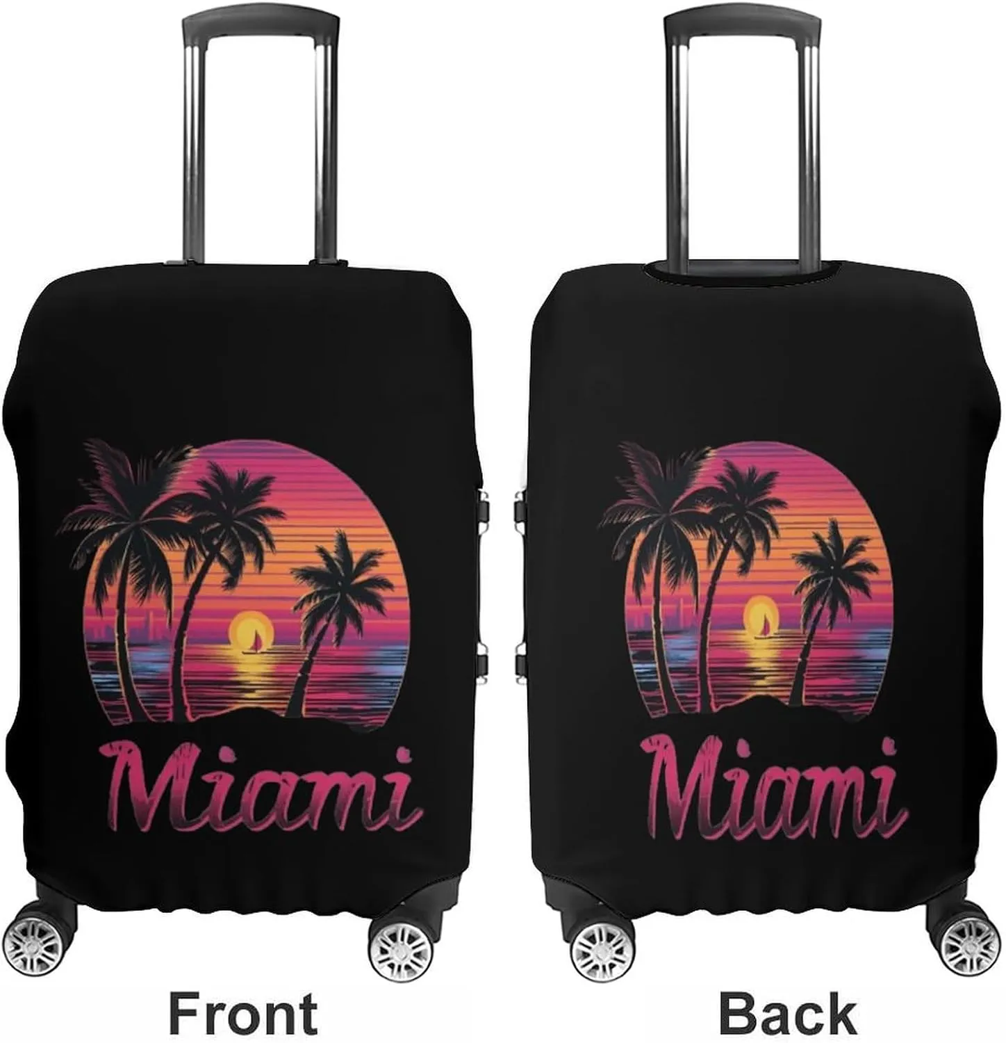 Miami Sunset Sailboat Protective Luggage Case Washable Suitcase Cover Travel Bag Protector