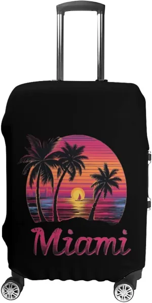 Miami Sunset Sailboat Protective Luggage Case Washable Suitcase Cover Travel Bag Protector
