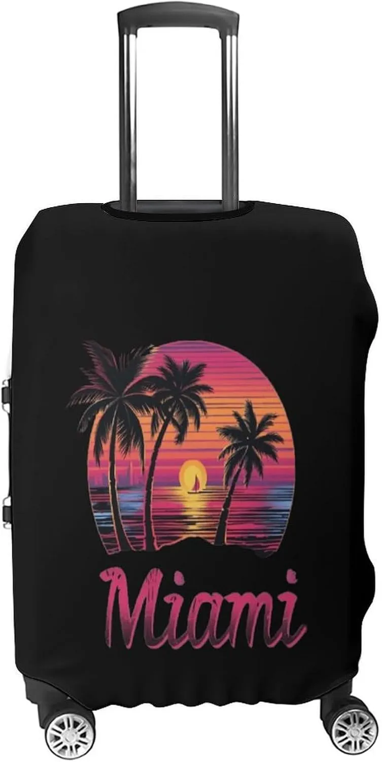 Miami Sunset Sailboat Protective Luggage Case Washable Suitcase Cover Travel Bag Protector