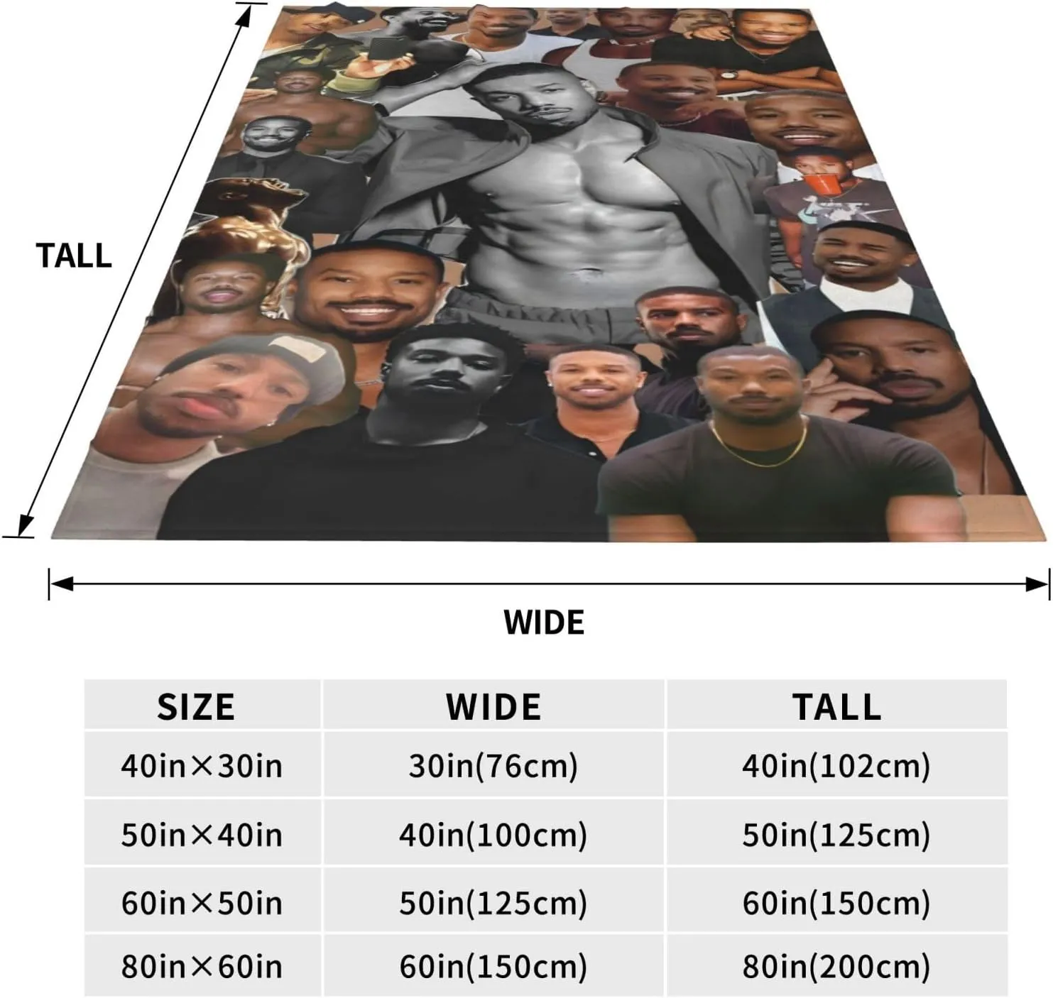 Michael B. Jordan Blanket Flannel Fleece Printed Throw Blankets Ultra Soft Micro Warm Blanket for All Season Bedding Chair Sofa Couch Bed 50"x40"