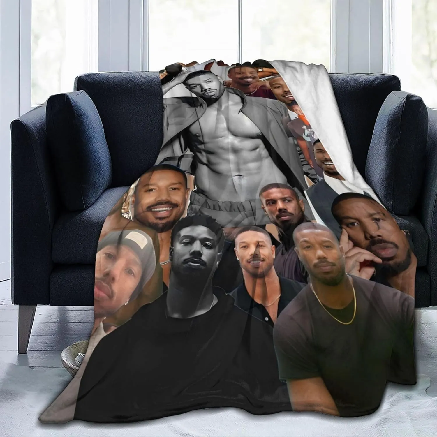 Michael B. Jordan Blanket Flannel Fleece Printed Throw Blankets Ultra Soft Micro Warm Blanket for All Season Bedding Chair Sofa Couch Bed 50"x40"