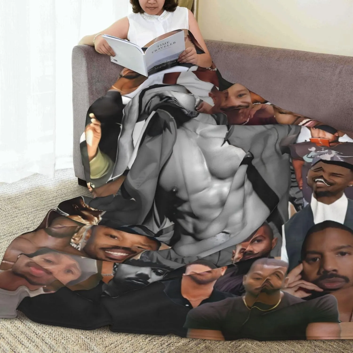 Michael B. Jordan Blanket Flannel Fleece Printed Throw Blankets Ultra Soft Micro Warm Blanket for All Season Bedding Chair Sofa Couch Bed 50"x40"