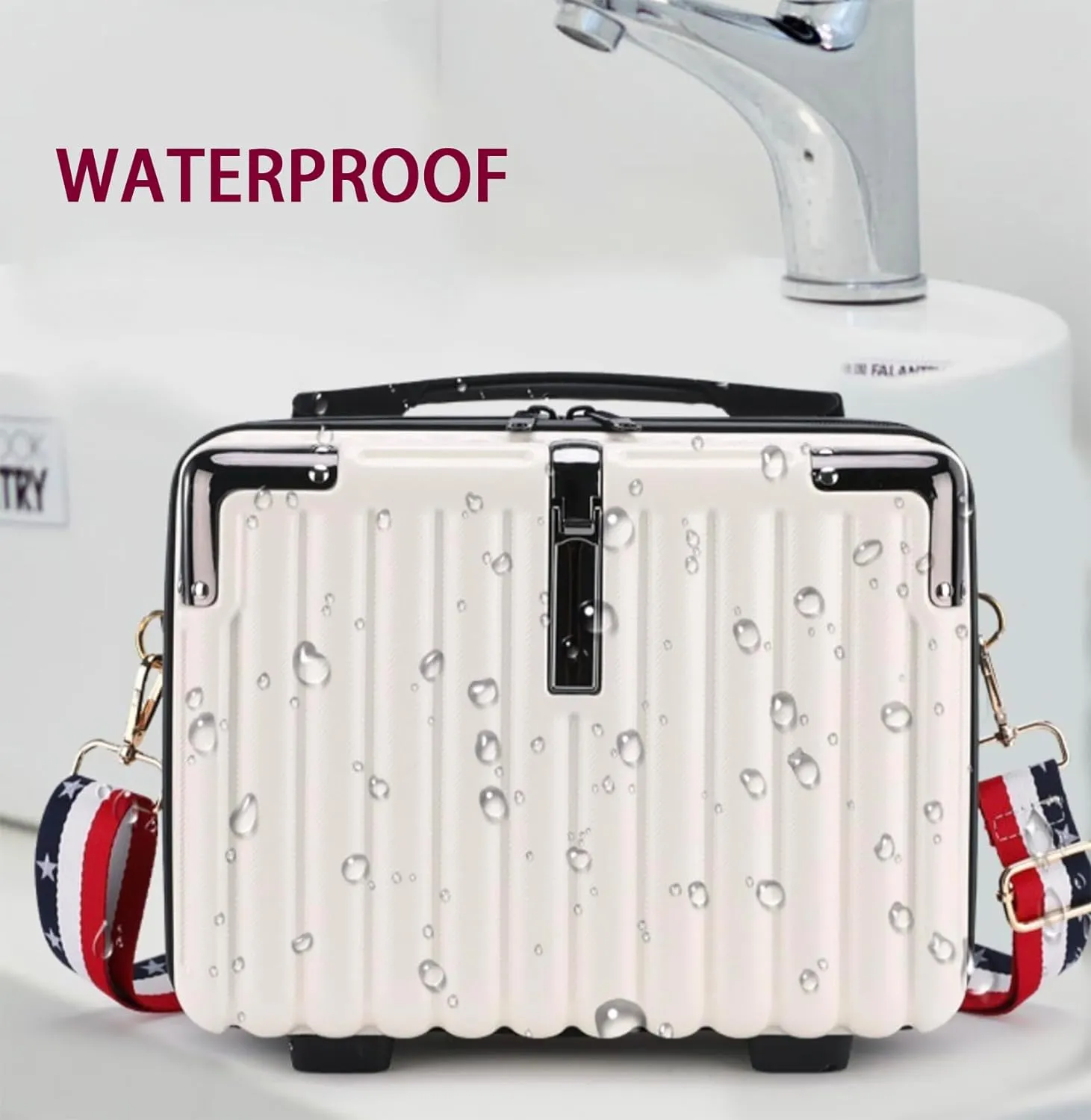 Mini Suitcase Hard Shell Makeup Bag Travel Cosmetic Case Portable Makeup Luggage with Shoulder Strap for Women Dark Grey