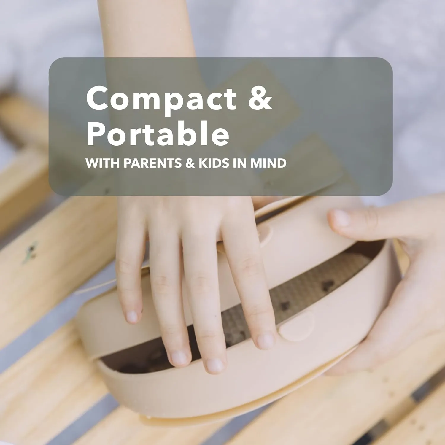 Miniware Baby Travel Plate with Suction - Foldable Silicone Baby Travel Essential to Promote Self-Feeding - Dishwasher Safe, BPA Free, Silicone Baby Plate for On The Go - Almond Butter Silifold
