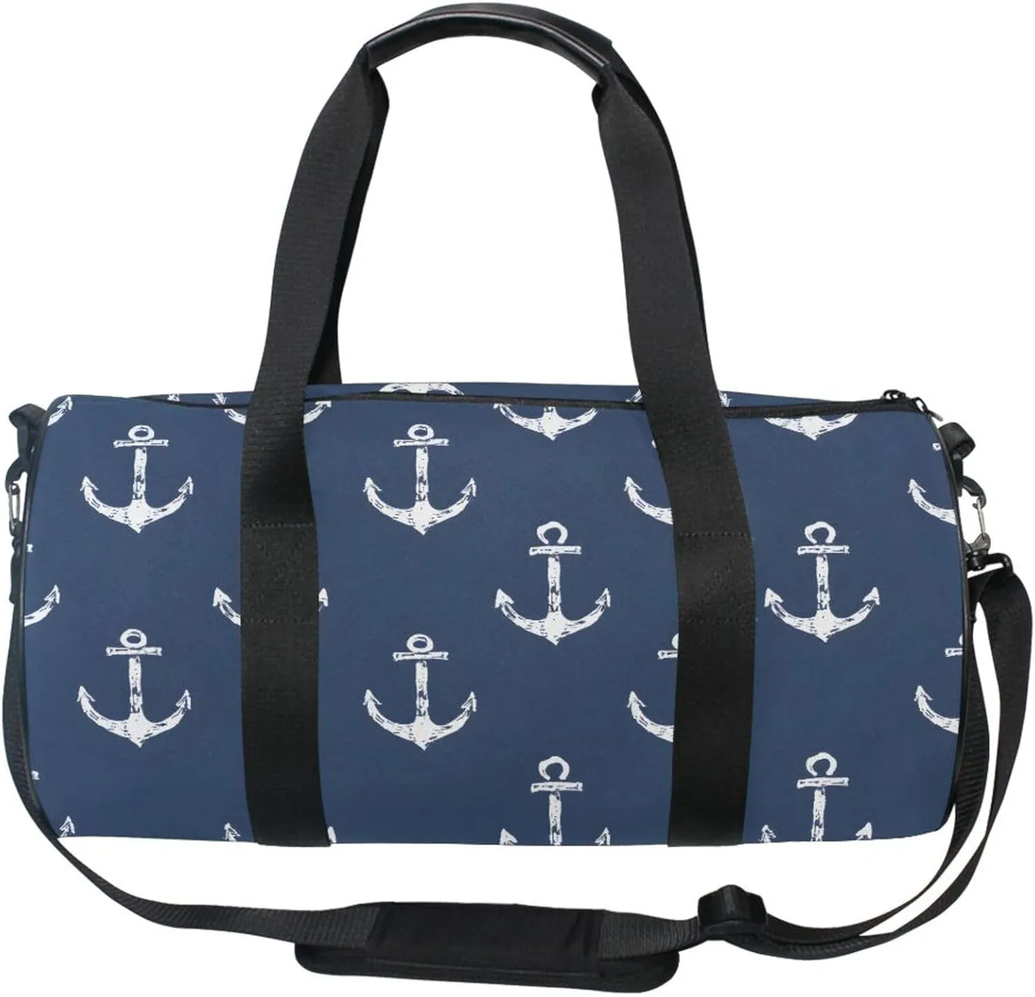 MNSRUU Sports Duffel Bags, Hand Drawn Anchors on Dark Athletic Gym Bag Overnight Workout Travel Tote Luggage for Men Women Yoga