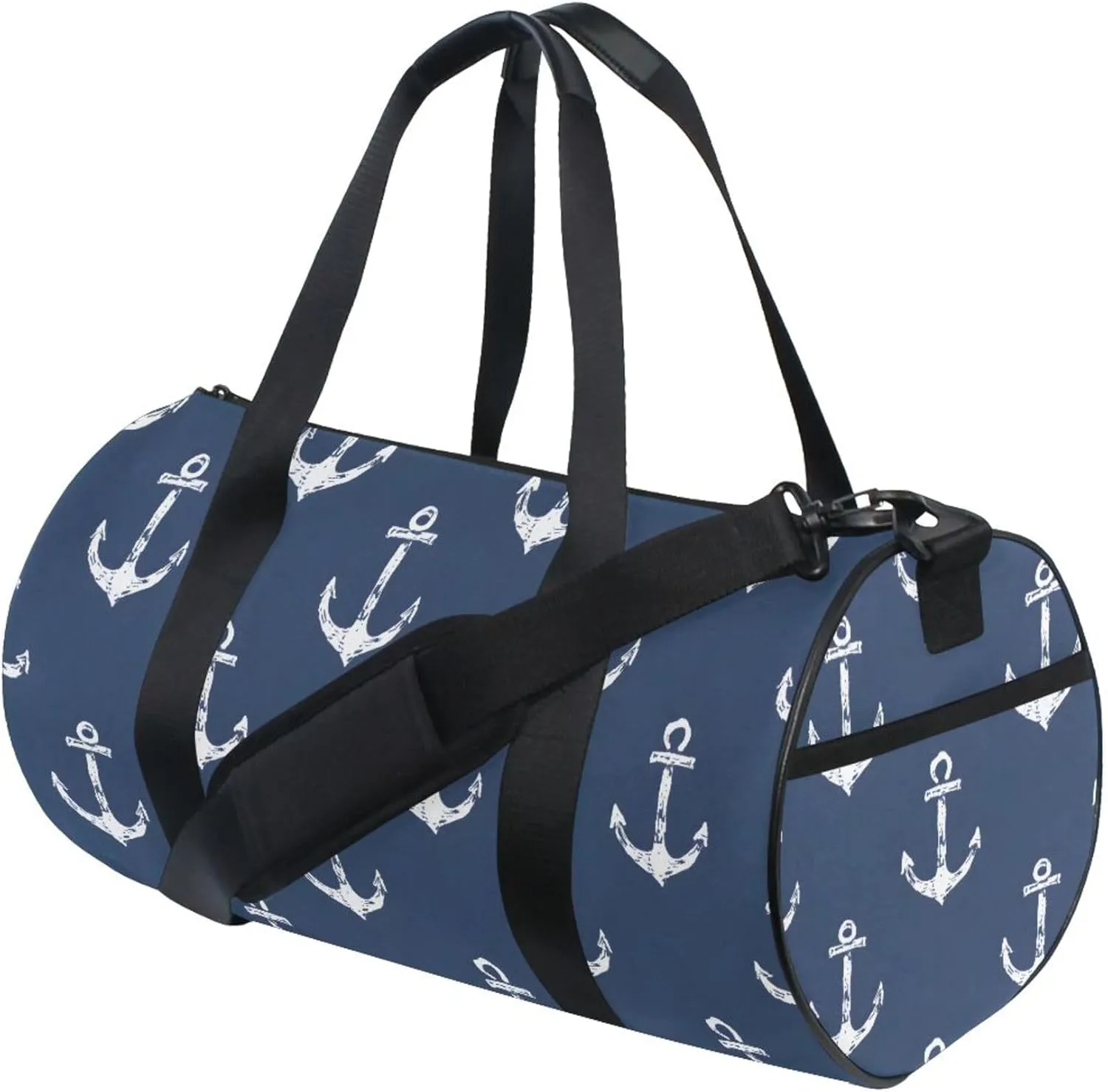 MNSRUU Sports Duffel Bags, Hand Drawn Anchors on Dark Athletic Gym Bag Overnight Workout Travel Tote Luggage for Men Women Yoga