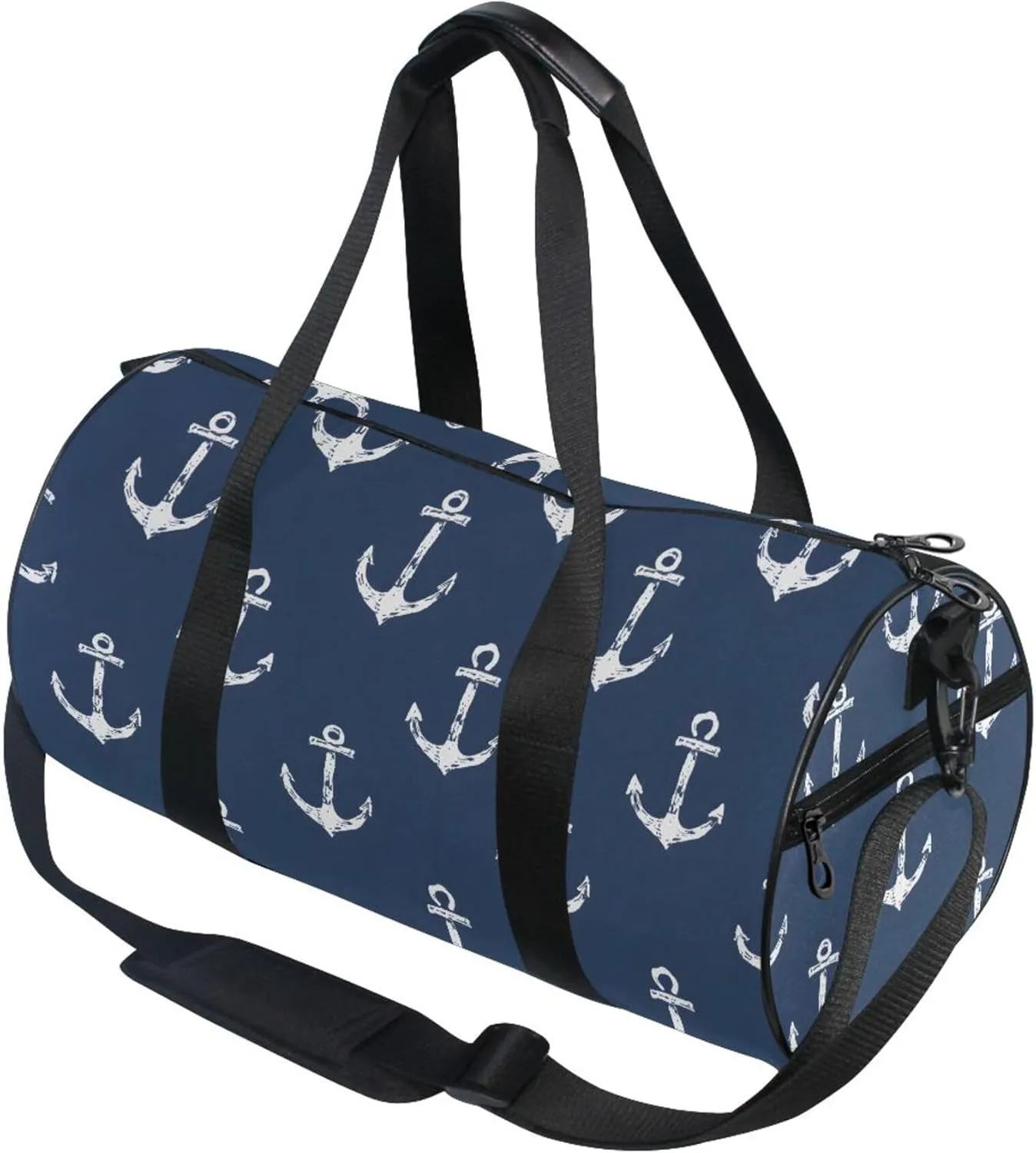 MNSRUU Sports Duffel Bags, Hand Drawn Anchors on Dark Athletic Gym Bag Overnight Workout Travel Tote Luggage for Men Women Yoga