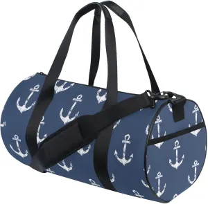 MNSRUU Sports Duffel Bags, Hand Drawn Anchors on Dark Athletic Gym Bag Overnight Workout Travel Tote Luggage for Men Women Yoga