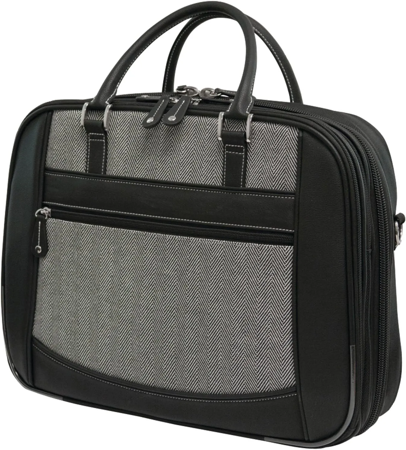 Mobile Edge Women's Herringbone Laptop Bag for 16" PC, Compatible with MacBook 17", TSA-Friendly, Black