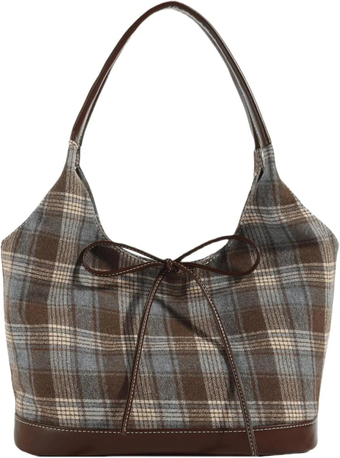 Molodo Plaid Hobo Bag for Women with Bowknot Classic Large Tote Bag Shoulder Bag Purses Stylish Bow Underarm Handbag