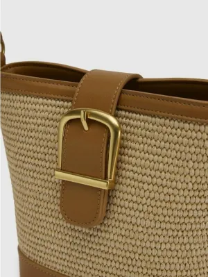 Molodo Straw Purses for Women Paper Straw PU Leather Bag Crossbody Shoulder Bag Handbag for Beach Summer Travel