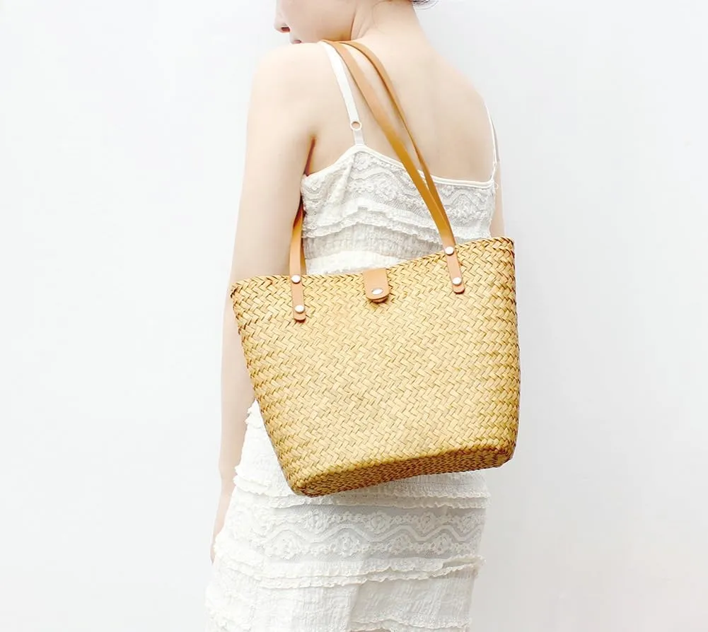 Molodo Straw Purses for Women Sea Grass Straw Tote Bag Chic Bucket Handbag for Beach Summer Travel 2025