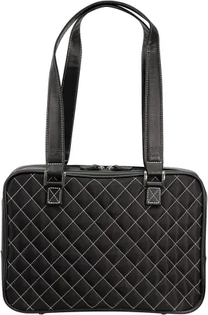 Monaco Handbag Black Quilted w/White Trim