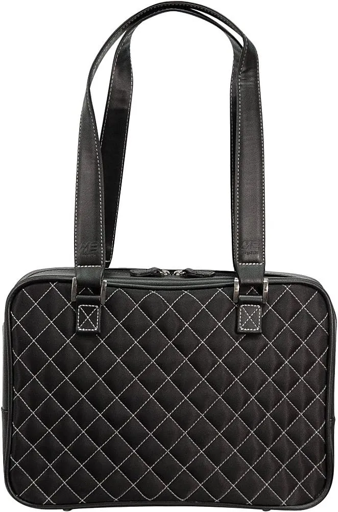 Monaco Handbag Black Quilted w/White Trim