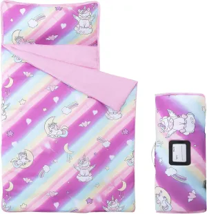 MORAIS Toddler Nap Mat with Removable Pillow and Blanket, 52" x 20" Lightweight and Soft Nap Mat for Preschool, Daycare, Travel Sleeping Bags for Kids