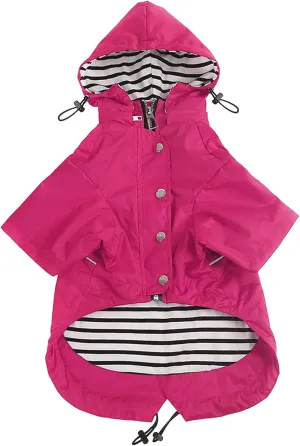 Morezi Dog Zip Up Raincoat with Reflective Buttons, Rain/Water Resistant, Adjustable Drawstring, Removable Hood, Raincoats with Legs 8lbs to 80lbs Available - Pink - XL