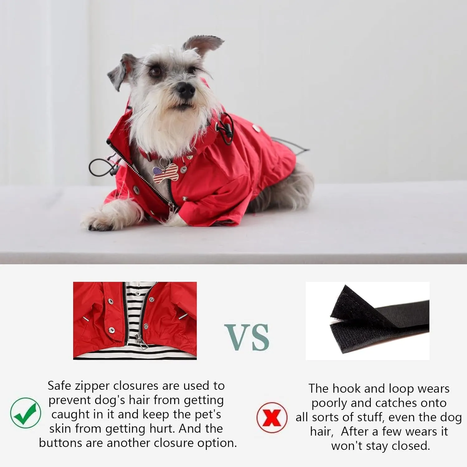 Morezi Dog Zip Up Raincoat with Reflective Buttons, Rain/Water Resistant, Adjustable Drawstring, Removable Hood, Raincoats with Legs 8lbs to 80lbs Available - Pink - XL
