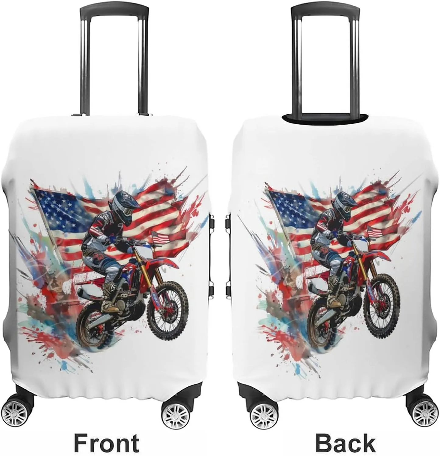 Motocross USA Flag Travel Suitcase Protector Luggage Cover Protective Washable Anti-scratch Baggage Cover