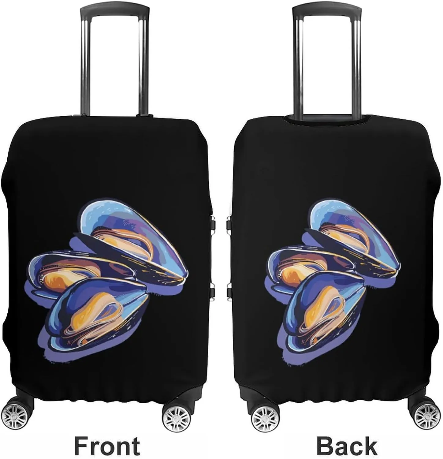 Mussels Seafood Protective Luggage Case Washable Suitcase Cover Travel Bag Protector