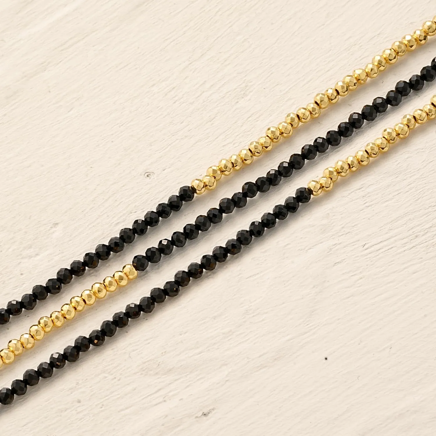 MYEARS Women Beaded Bracelet Gold Double Layer Gemstone 14K Simple Dainty Handmade Chain Everyday Boho Beach Jewelry