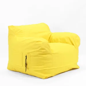 N&V Outdoor Foam Bean Bag Chair, Water-Repellent and Fading-Resistant Patio Floor Sofa, Yellow